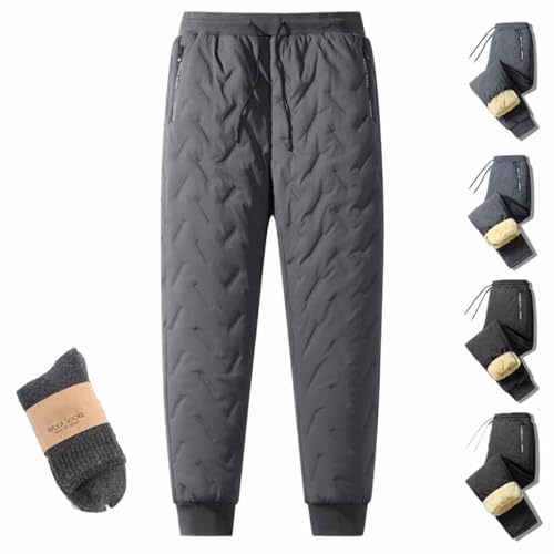 WIWIDANG Unisex Fleece Jogginghose, Thermo Jogginghose Herren GefüTtert, Verdickte LäSsige Warme Fleece Jogginghose (Grau/Beine, L) von WIWIDANG