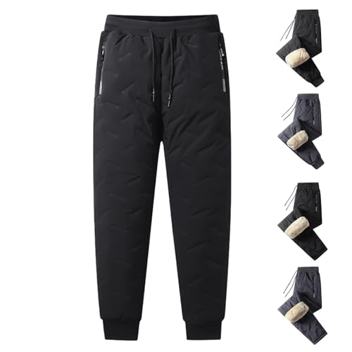 WIWIDANG Unisex Lambswool Fleece-Lined Joggers, Unisex Fleece Jogging Bottoms, Fleecegefütterte Jogginghose (DE/NL/SE/PL, Alphanumerisch, XL, Regular, Regular, Schwarz A) von WIWIDANG