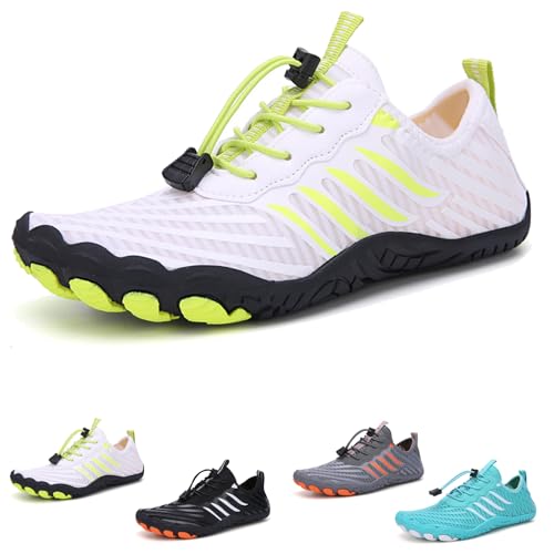 WIWIDANG Wasserschuhe Barfußschuhe Barfussschuhe Damen Herren Sommer, rutschfeste Schwimmschuhe Badeschuhe Surfschuhe (White-D, Erwachsene, Damen, 39, Numerisch, EU Schuhgrößensystem, M) von WIWIDANG