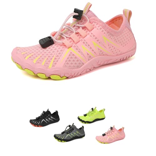 WIWIDANG Wasserschuhe Kinder Sommer, Barfußschuhe Barfussschuhe Damen Herren, Schwimmschuhe Badeschuhe Surfschuhe (Pink A, Kleinkind, Damen, 26, Numerisch, EU Schuhgrößensystem, M) von WIWIDANG