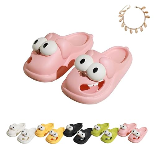 WIWIDANG Zungenkuss Hausschuhe für Damen, 3D Big Eye Dog Hausschuhe, Rutschfeste Sommer-Strandsandalen (Rosa, Erwachsene, 38, Numerisch (von/bis), EU Schuhgrößensystem, 39, M) von WIWIDANG