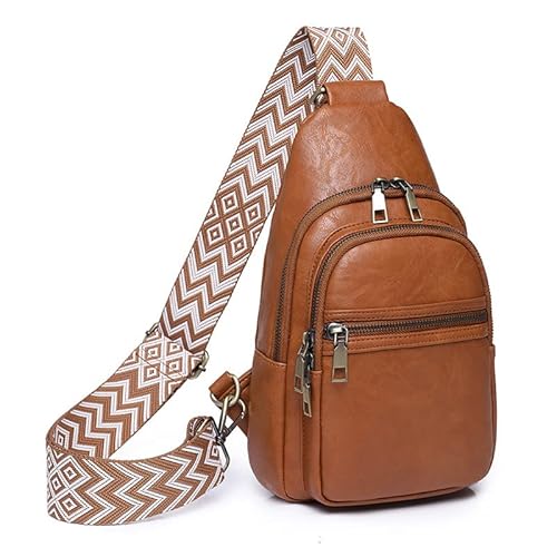 WIZOZI Brusttasche Damen, Sling Bag Bauchtasche Damen, Stylisch Crossbody Bag mit Breiter Schultergurt von WIZOZI