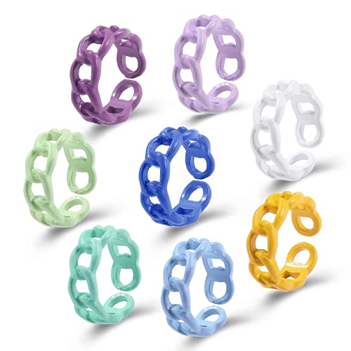 WJBABJ Bunte Acrylharz-Ringe für Frauen, trendiger Y2K-Stil, einzigartiger Kunststoff und transparent, stapelbare Ringe, niedlicher Retro-Fingerring, Geschenk für Frauen, Teenager, Mädchen WJBABJ Bunte Acrylharz-Ringe für Frauen, trendiger Y2K-Stil, einzigartiger Kunststoff und transparent, stapelbare Ringe, niedlicher Retro-Fingerring, Geschenk für Frauen, Teenager, Mädchen von WJBABJ