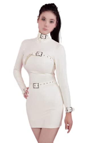 100% Latex Rubber Gummi Weißes Kleid, schmal, xs-XXL 0,4 mm,Weiß,S von WJDT