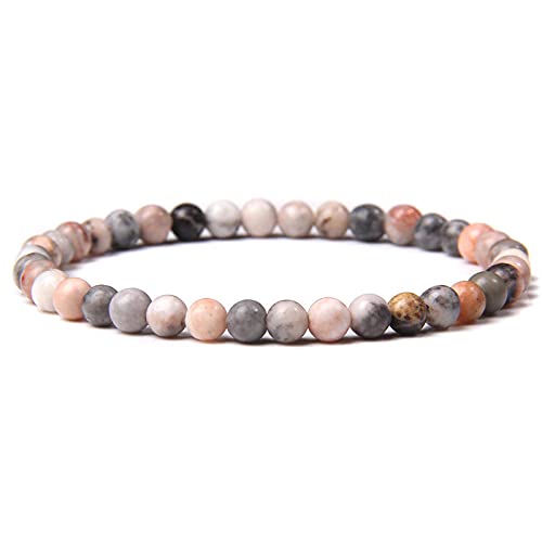 WJDT 4 mm Rosa Quarz Perlen Armbänder Frauen Poliert Rot Jaspe Stein Armband Männer Stretch Bangle Reiki Chakra Energy Pulsera-rosa Zebra-Stein_21 cm von WJDT