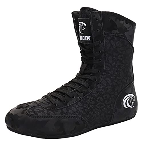 High Top Boxing Schuhe Unisex Wrestling Stiefel Leichte Gewicht Atmungsaktive Boxschuhe Für Männer Frauen Junge,Schwarz,45 EU von WJFGGXHK