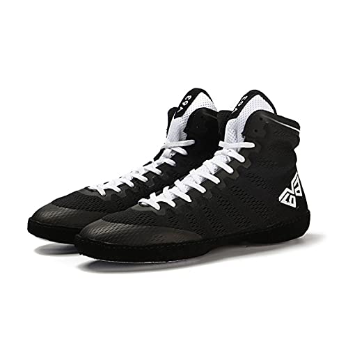 WJFGGXHK Boxschuhe, Atmungsaktive Boxerstiefel für Herren Damen Wrestlingschuh Anti-Rutsch Wrestlerstiefel,Schwarz,40 EU von WJFGGXHK