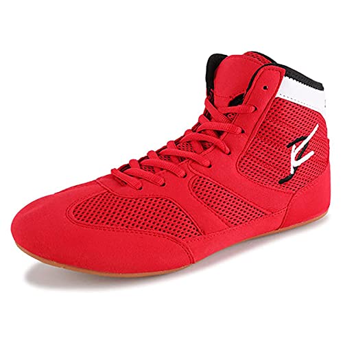 WJFGGXHK Männer Wrestling Boots, Atmungsaktive Boxer Trainer Anti-Rutsch-Gewichtheben-Schuhe Für Jugendkinder Kinder,Rot,44 EU von WJFGGXHK