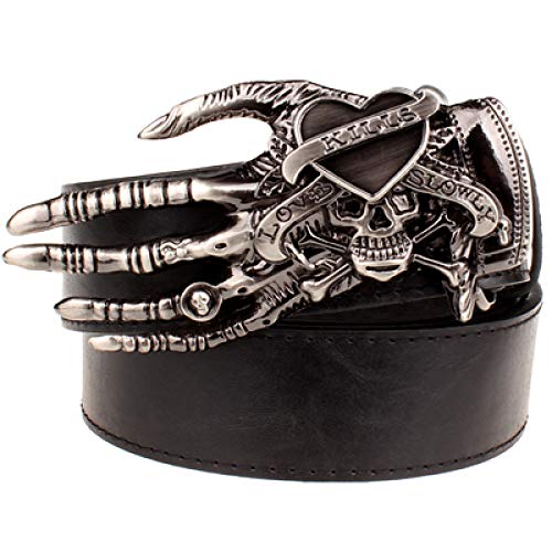 WJFGGXHK Mode Unisex Gürtel, Schwarz, 115 cm - Einheitsgröße, Kunstleder, Schnalle, Skeleton Kopf, Punk, Gehen, Erwachsene, Unisex-Erwachsene WJFGGXHK Mode Unisex Gürtel, Schwarz, 115 cm - Einheitsgröße, Kunstleder, Schnalle, Skeleton Kopf, Punk, Gehen, Erwachsene, Unisex-Erwachsene von WJFGGXHK