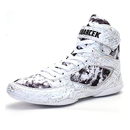 Wrestling-Schuhe Herren Frauen Mesh Atmungsaktive Gewichtheben-Trainingsschuh Lightweight Athletic Sneakers,Weiß,43 EU von WJFGGXHK