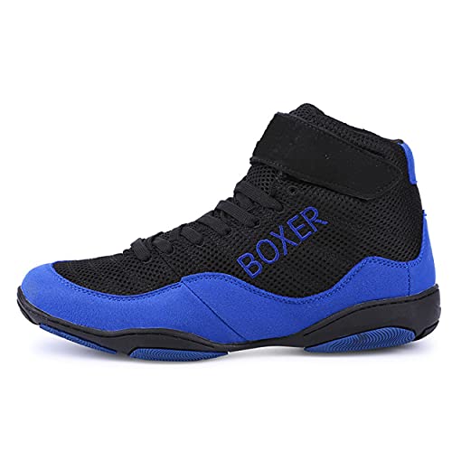 Wrestling Trainer Schuh, Leichte Boxer Trainer Fitnessstiefel rutschfeste Bodybuilding Schuhe Für Frauen Männer,Blau,45 EU von WJFGGXHK