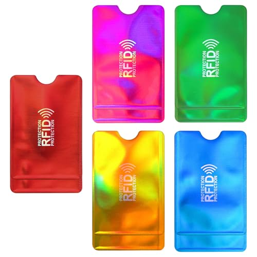 WJIAAA RFID Blocker Kartenhülle, Kreditkartenhülle RFID Ec Karten Schutzhülle Ausweishülle Identitätsdiebstahl Prävention für Damen Herren 9.1 x 6.3 cm(5 Farben)(10) von WJIAAA