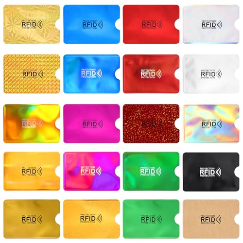 WJIAAA RFID Blocker Kartenhülle, Kreditkartenhülle RFID Ec Karten Schutzhülle Ausweishülle Identitätsdiebstahl Prävention für Damen Herren 9.1 x 6.3 cm(5 Farben)(20) von WJIAAA
