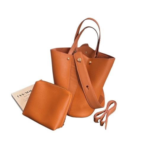 Damen Schultertasche Hobo Damen Taschen Handtaschen Solide Bucket Bag for Frauen Umhängetaschen Schultertaschen Totes(Brown) von WJIAYAO