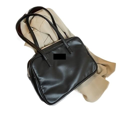 Damen Schultertasche Hobo Weiche PU-Leder Damen Große Geldbörse Handtaschen Kapazität Tote Schultertaschen Einfarbig Weibliche Blaue Unterarmtaschen(Black) von WJIAYAO