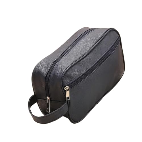 Kosmetiktasche Kosmetiktasche, tragbarer Make-up-Organizer for Männer, wasserdichte Reise-Toilettenartikel-Aufbewahrungstasche, PVC-Litschi-Muster, männliche Handtaschen mit Reißverschluss(Dark Blue) von WJIAYAO