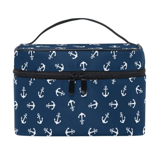 Kosmetiktasche Make-up-Tasche, Kosmetiktasche, Kulturbeutel, Reisepinsel-Tasche, Zugetui for Damen, tragbare Multifunktionstasche mit Reißverschluss(Anchor) von WJIAYAO
