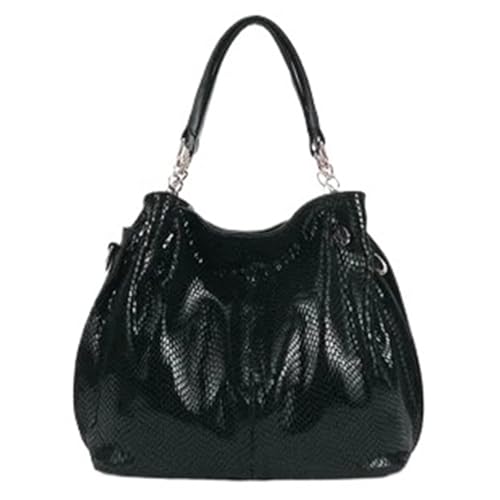 WJIAYAO Damen Schultertasche Hobo Damen Leder Glänzend Serpentine Muster Handtasche Schultertasche Große Kapazität Schulter Tote von WJIAYAO