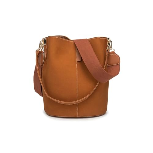 WJIAYAO Damen Schultertasche Hobo Große Kapazität Damen Eimer Taschen Breiter Riemen Designer Schultertaschen Matte Leder Crossbody Tasche for(Brown) von WJIAYAO
