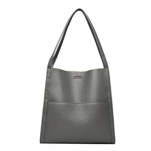WJIAYAO Damen Schultertasche Hobo Kuhleder Handtasche Damen Leder Schultertasche Rindsleder Crossbody Große Kapazität Messenger Bag(Gray) von WJIAYAO