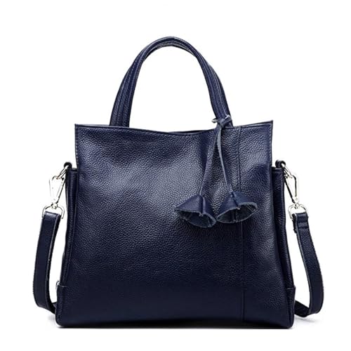WJIAYAO Damen Schultertasche Hobo Rindsleder Damenhandtasche Lässige, vielseitige schwarze Umhängetasche for den täglichen Weg zur Arbeit mit einer Schulter(Blue) von WJIAYAO