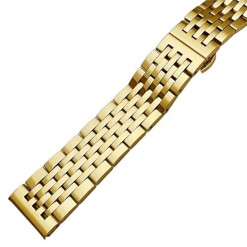 WJIAYAO Metall Uhrenarmbänder Edelstahl-Armband 18 mm 19 20 21 22 23 24 Metall-Uhrenarmband Armband poliert Silber Gold(Gold,24mm) von WJIAYAO