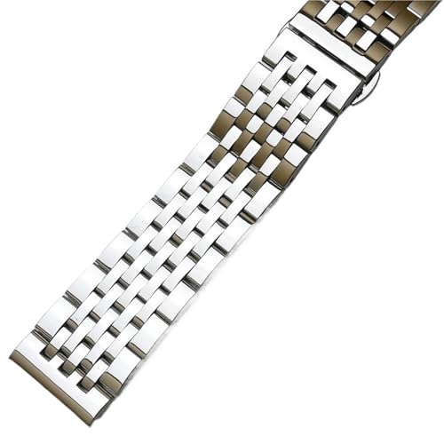 WJIAYAO Metall Uhrenarmbänder Edelstahl-Armband 18 mm 19 20 21 22 23 24 Metall-Uhrenarmband Armband poliert Silber Gold(Silver,24mm) von WJIAYAO