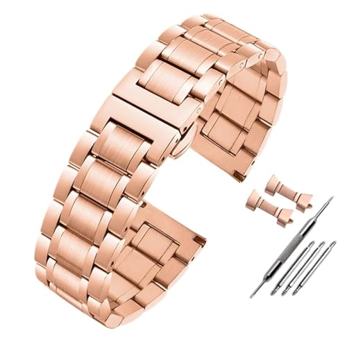 WJIAYAO Metall Uhrenarmbänder Edelstahl Metall Uhrenarmband Männer Quick Release Uhrenarmbänder Uhrenkette Armband(C Rose gold,24mm) von WJIAYAO