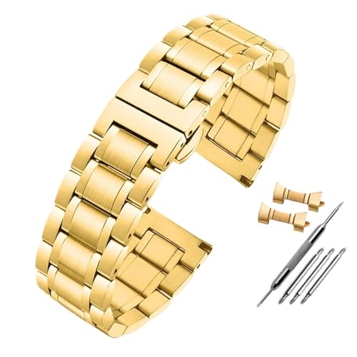 WJIAYAO Metall Uhrenarmbänder Edelstahl Metall Uhrenarmband Männer Quick Release Uhrenarmbänder Uhrenkette Armband(C golden,20mm) von WJIAYAO
