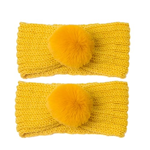 Mutter und Baby Passende Kaltwetter Stirnbänder Frauen Baby Mädchen Winter Haarband Mutter und Kleinkind Passende gestrickte Haarbänder (Gelb, Einheitsgröße) von WJIQEE