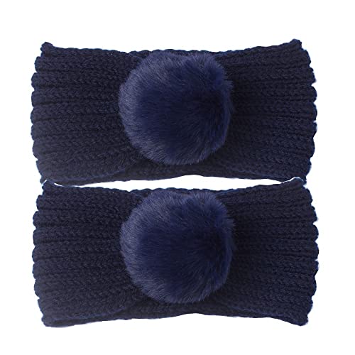 Mutter und Baby Passende Kaltwetter Stirnbänder Frauen Baby Mädchen Winter Haarband Mutter und Kleinkind Passende gestrickte Haarbänder (Marineblau, Einheitsgröße) von WJIQEE