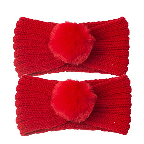 Mutter und Baby Passende Kaltwetter Stirnbänder Frauen Baby Mädchen Winter Haarband Mutter und Kleinkind Passende gestrickte Haarbänder (Rot, Einheitsgröße) von WJIQEE