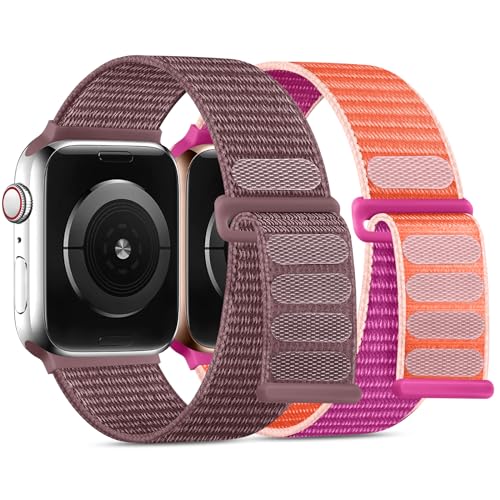 WJK Dehnbares Sport-Nylon-Solo-Loop-Armband, kompatibel mit Apple Watch, 44 mm, 45 mm, 49 mm, Herren, für iWatch Ultra 2, SE, 9, 8, 7, 6, 5, 4, 3, 2, 1, SE, 2 Stück von WJK