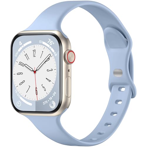 WJK Schlanke Armbänder, kompatibel mit Apple Watch, 40 mm, 38 mm, 41 mm, für Damen und Herren, Silikonarmband für iWatch Serie 9/8/7/6/5/4/3/2/1 Ultra, Lila von WJK