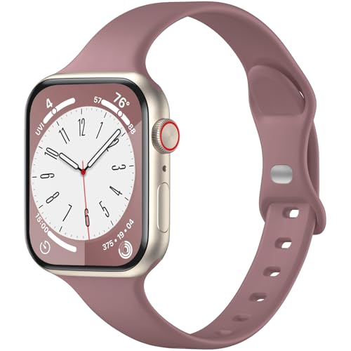 WJK Schlanke Armbänder, kompatibel mit Apple Watch-Armbändern, 42 mm, 49 mm, 45 mm, für Damen und Herren, aus Silikon, für iWatch Serie 9/8/7/6/5/4/3/2/1 Ultra 2 von WJK