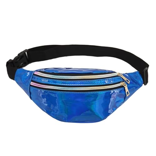 Holografische Gürteltasche for Damen, Herren, Kinder, metallische Farbe, Sport-Hüfttasche, Gürtel, Hologramm-Hüfttasche for Reisen, Laufen, Partys(Blue) von WJLYDM