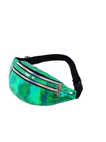 Holografische Gürteltasche for Damen, Herren, Kinder, metallische Farbe, Sport-Hüfttasche, Gürtel, Hologramm-Hüfttasche for Reisen, Laufen, Partys(Green) von WJLYDM