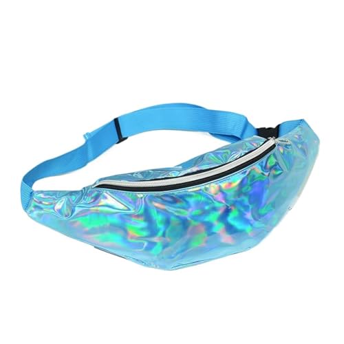 Mode Holographische Taille Tasche Frauen Outdoor Casual Sport wasserdichte Crossbody Taille Tasche Bunte Glänzende Fanny Pack(Blue) von WJLYDM