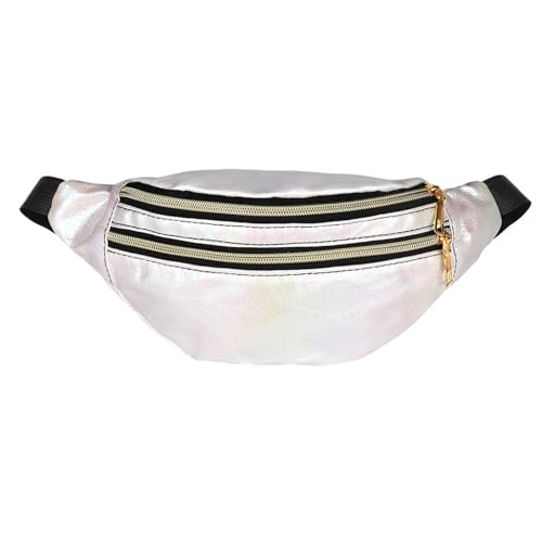 Taillentasche for Damen, Gürteltasche, Schultertasche, holografische Designer-Hüfttaschen, Party-Reise-Handytasche(White) von WJLYDM