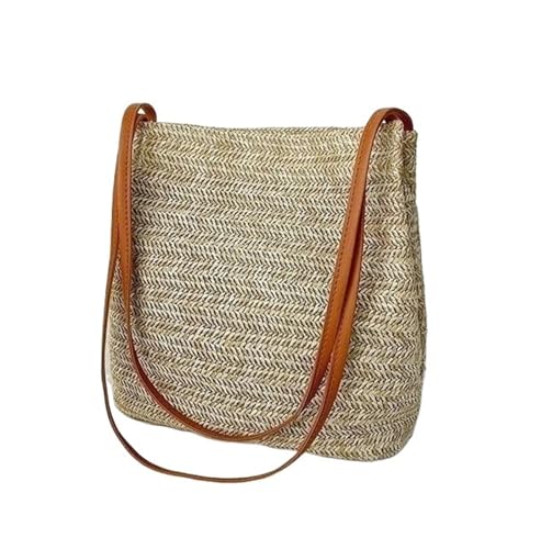 WJLYDM Damen Stroh gewebte Handtasche große Rattan Korb Strandtasche Sommer Frauen Messenger Crossbody Taschen Mädchen kleine Strand Handtasche(Color 1) von WJLYDM
