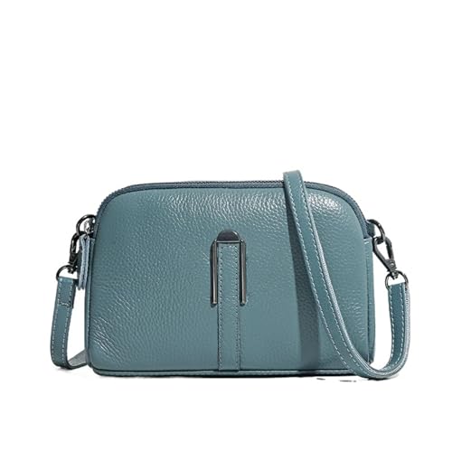 WJLYDM Echtes Leder Tasche frauen Umhängetasche for Frau Weibliche Einfarbig Kupplung Telefon Taschen Schulter Tasche Messenger Tasche Sac(Blue) von WJLYDM