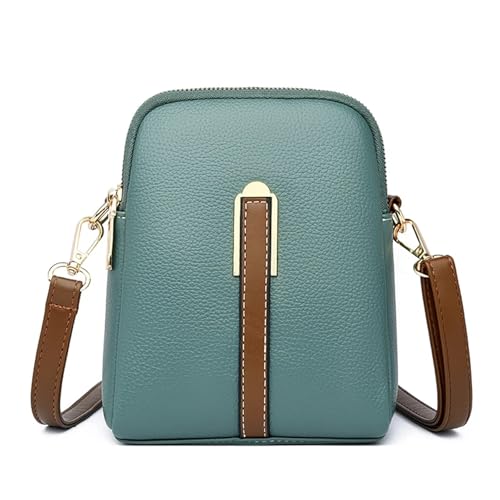 WJLYDM Echtes Leder frauen Handy Tasche Geldbörsen Schulter Messenger Taschen for Frauen Weibliche Kleine Messenger Tote(Green) von WJLYDM