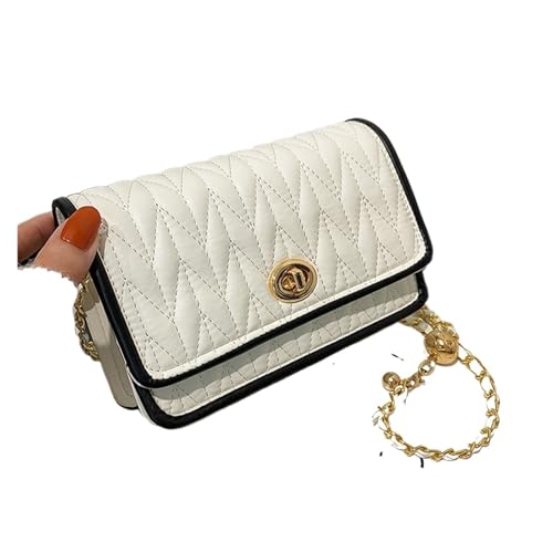 WJLYDM Frauen Handtasche Umhängetaschen Weibliche Ketten Schulter Messenger Handtaschen Pu Leder Retro Quadratische Tasche(White) von WJLYDM