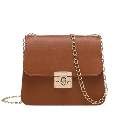 WJLYDM Frauen Taschen Kette Umhängetasche Einfarbig Mini Flap Bag Messenger Umhängetasche Clutch Geldbörsen Und Handtaschen(Brown) von WJLYDM