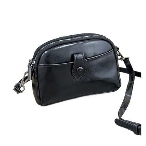 WJLYDM Leder Schulter Messenger Tasche Frauen Kleine Handtasche Weibliche Kupplung Echtes Leder Umhängetasche Geldbörse(Black) von WJLYDM