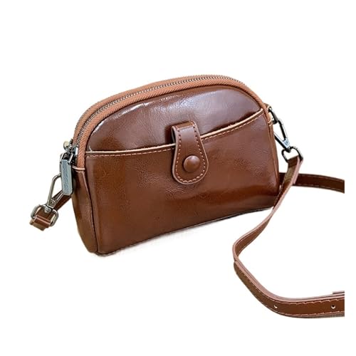 WJLYDM Leder Schulter Messenger Tasche Frauen Kleine Handtasche Weibliche Kupplung Echtes Leder Umhängetasche Geldbörse(Coffee) von WJLYDM