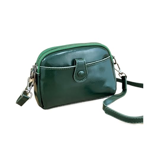 WJLYDM Leder Schulter Messenger Tasche Frauen Kleine Handtasche Weibliche Kupplung Echtes Leder Umhängetasche Geldbörse(Green) von WJLYDM