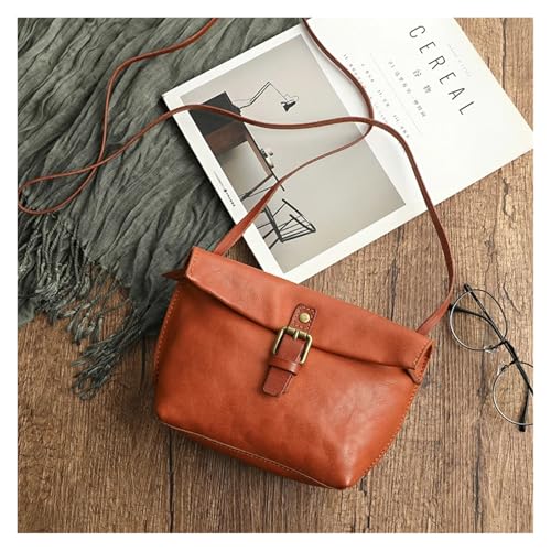 Weiche Echtes Leder Frauen Umhängetasche Weibliche Echt Leder Umhängetaschen Kleine Handtasche Retro Telefon Tasche for Mädchen(Brown) von WJLYDM