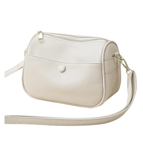 Weiche Leder Frauen Schulter Umhängetaschen Multilayer Casual Echtes Leder Handtasche Weibliche Tote(WHITE) von WJLYDM