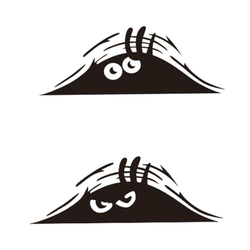 WJRQD 2 Pcs 3D Funny Peeking Monster Cartoon Auto-Aufkleber,Peeking Monster Scary Eyes Autoaufkleber Peeking Elf Autoaufkleber Wasserdichter Autoaufkleber Smile and Anger Autoaufkleber (Schwarz) von WJRQD